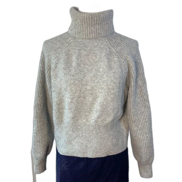 Nordstrom Elodie Gray Chunky Knit Turtleneck Sweater Ribbed Pullover Size XS - Picture 1 of 9